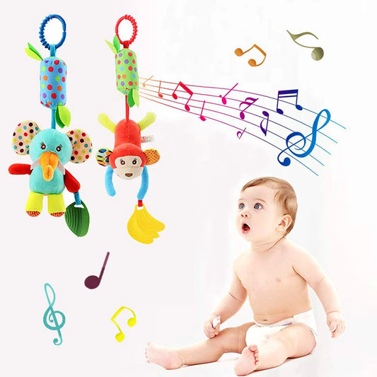 Hot Baby Animal Bell Soft Hanging Rattles Toys Newborn Crib Car Seat Stroller Infant Colorful Sensory Toys with Teether for Bebe