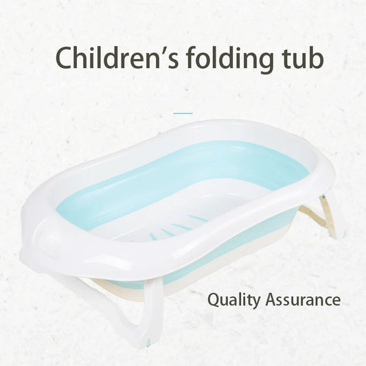 "Convenient and Safe Foldable Baby Bathtub - Perfect for Bathing Newborns and Toddlers at Home or On-The-Go!"