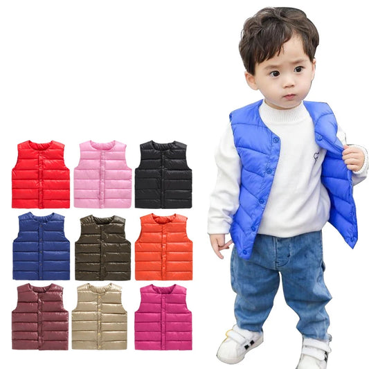 "Cozy and Stylish Baby Vest: Keep Your Little Ones Warm in Autumn and Winter with Our Trendy Outerwear Coats for Boys and Girls - Infant Cotton down Sleeveless Jacket for Ultimate Comfort"